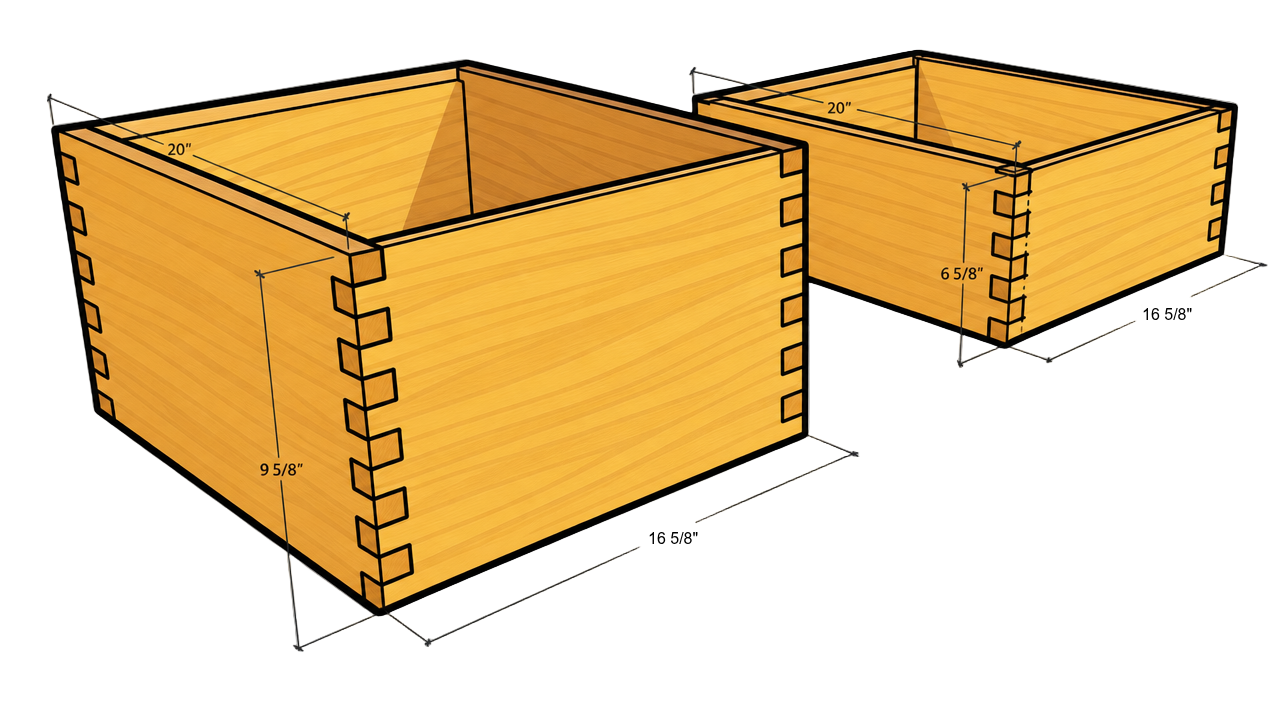 Isometric Dimensions of a Langstroth Deep and Langstroth Medium Super/Box
