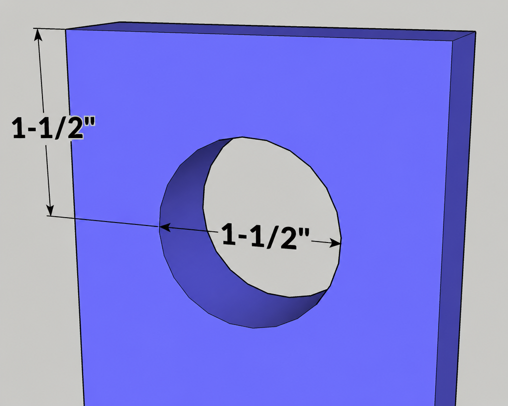Hook hole dimensions
